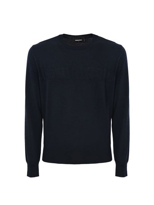 Pullover logo in lana navy blue DSQUARED2 | S74HA1496 D13046524